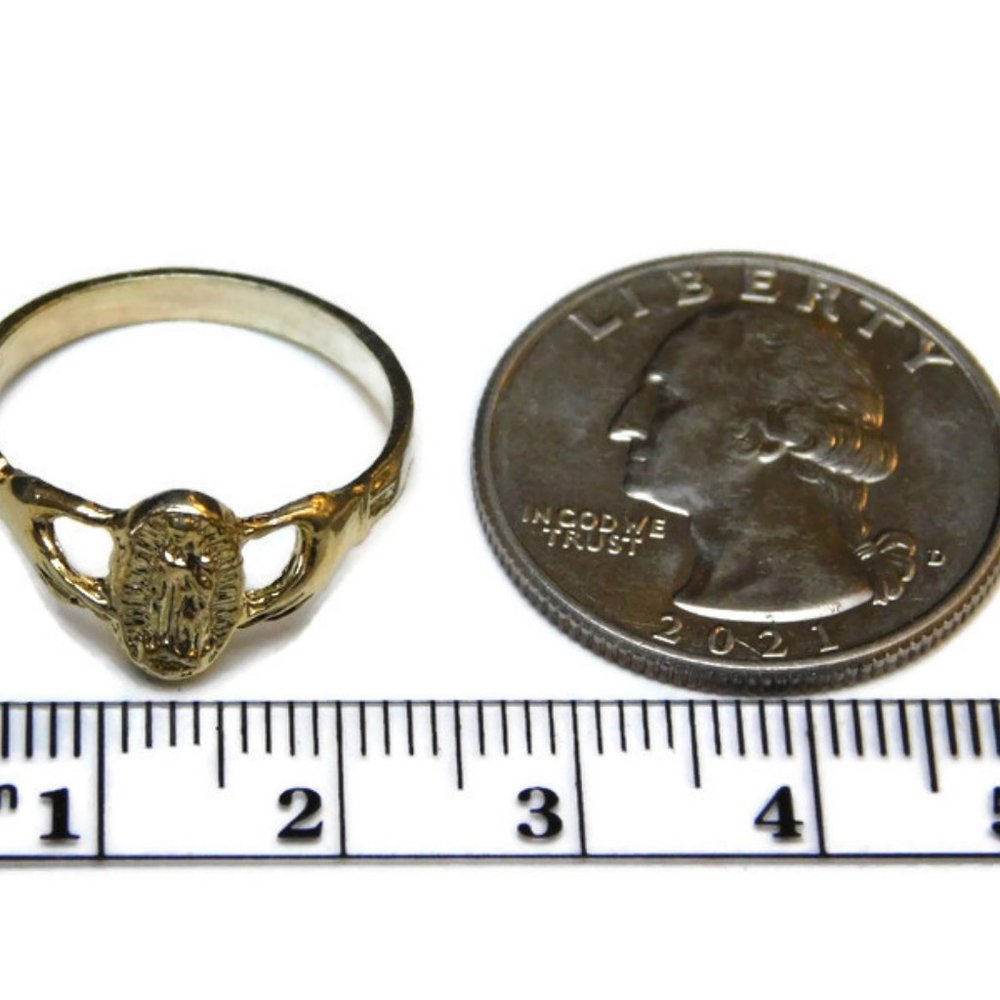 14k Solid Yellow Gold Virgin Mary Held by Hands Band Ring!! - Picture 5 of 5